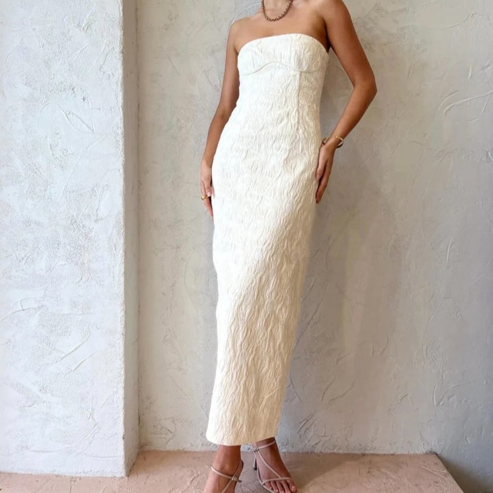 NWOT SIR The Label Etienne Column Gown In Cloud Jacquard 1 / US 4